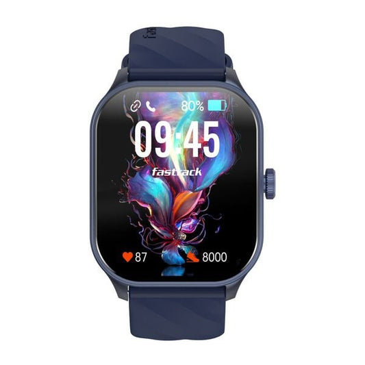 Fastrack Reflex Power – 4.97 CM Super AMOLED Arched Display Smartwatch with IP68 Water Resistance, Blue Strap