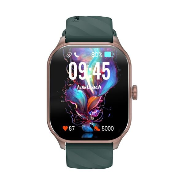 Fastrack 38086PP06 Unisex Smart Watch with Green Silicone Strap
