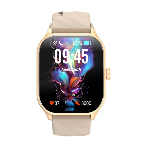 Fastrack POWER-BEIGE Reflex Power Unisex AMOLED Smartwatch with Bluetooth Calling Beige Strap