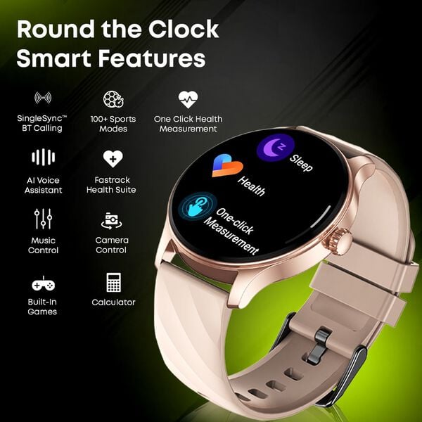 Fastrack 38088PP08K Jupiter R1 Smartwatch 3.50 cm UltraVU TFT Display Teal Silicone Strap Unisex Watch