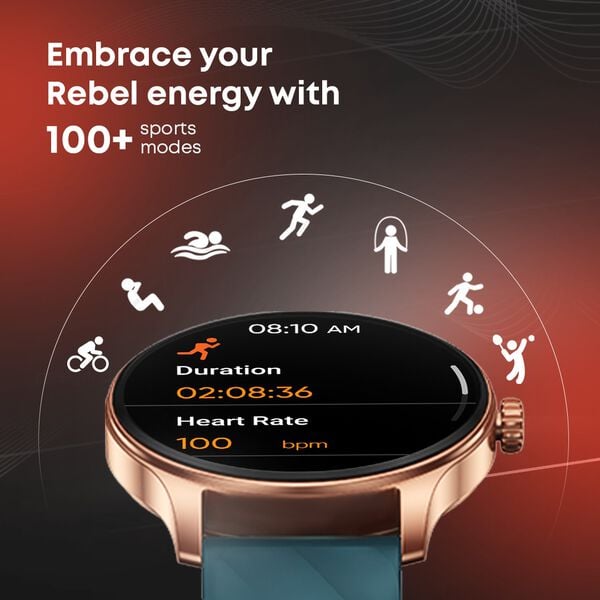 Fastrack 38088PP08K Jupiter R1 Smartwatch 3.50 cm UltraVU TFT Display Teal Silicone Strap Unisex Watch