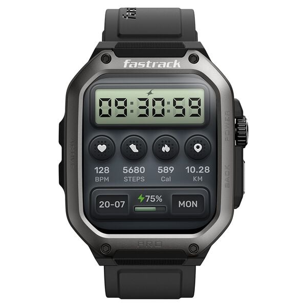 Fastrack 38106PP01 Active Pro Smartwatch AMOLED Display Black Silicone Strap Unisex Watch