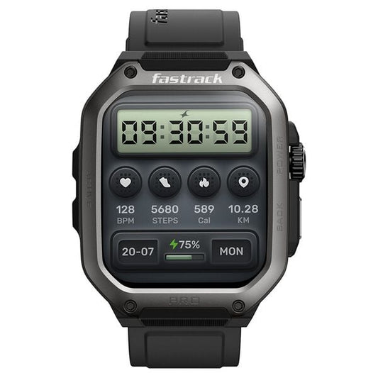 Fastrack 38106PP01 Active Pro Smartwatch AMOLED Display Black Silicone Strap Unisex Watch