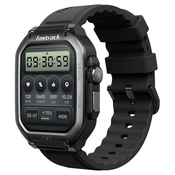 Fastrack 38106PP01 Active Pro Smartwatch AMOLED Display Black Silicone Strap Unisex Watch