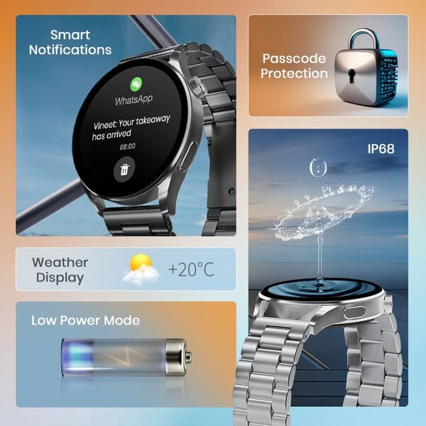 Fastrack 38126WM01K Dezire FX1 Smartwatch with Bluetooth Calling & 3.5 cm Ultravu Display
