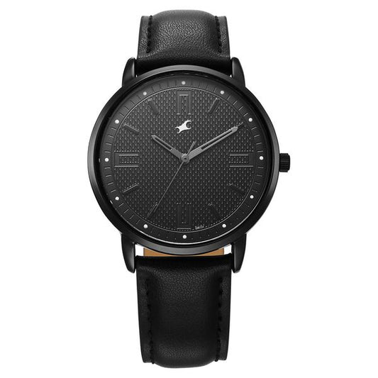 Fastrack 38159NL01 Quartz Analog Black Dial Leather Strap Men’s Watch