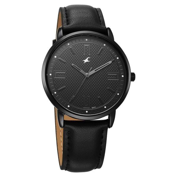 Fastrack 38159NL01 Quartz Analog Black Dial Leather Strap Men’s Watch