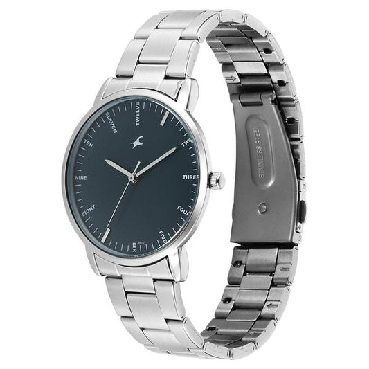 Fastrack 38159SM02 Stunners X Men’s Quartz Analog Blue Dial Stainless Steel Watch