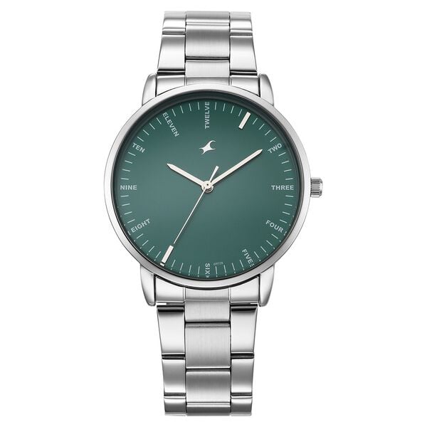 Fastrack 38159SM03 Stunners X Men’s Quartz Analog Green Dial Stainless Steel Watch