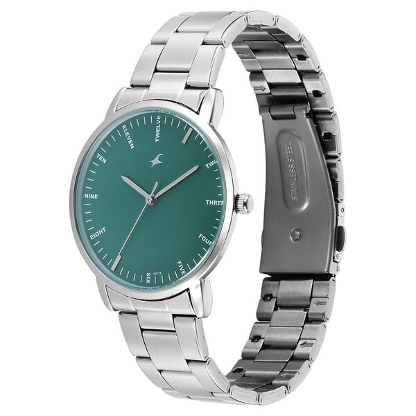 Fastrack 38159SM03 Stunners X Men’s Quartz Analog Green Dial Stainless Steel Watch