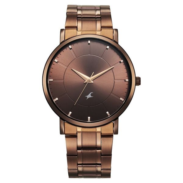 Fastrack 38163QM01 Stunners X Men’s Quartz Analog Brown Dial Stainless Steel Watch
