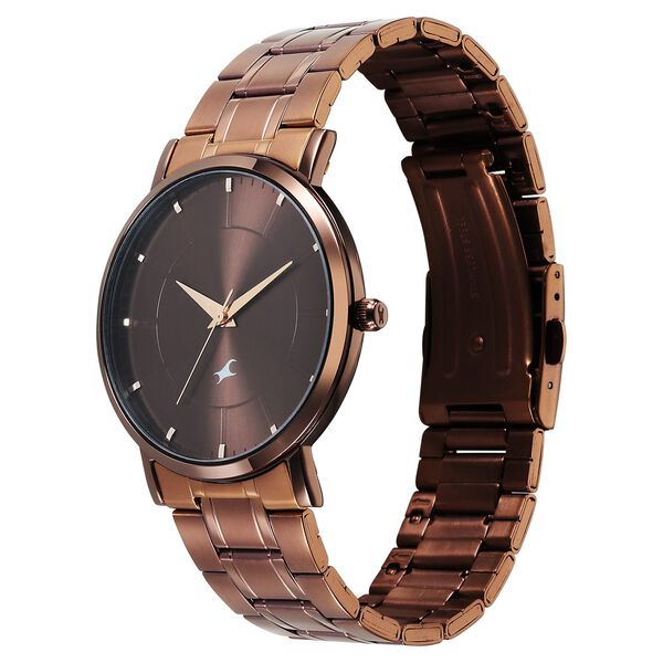 Fastrack 38163QM01 Stunners X Men’s Quartz Analog Brown Dial Stainless Steel Watch