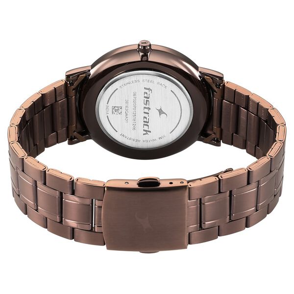Fastrack 38163QM01 Stunners X Men’s Quartz Analog Brown Dial Stainless Steel Watch