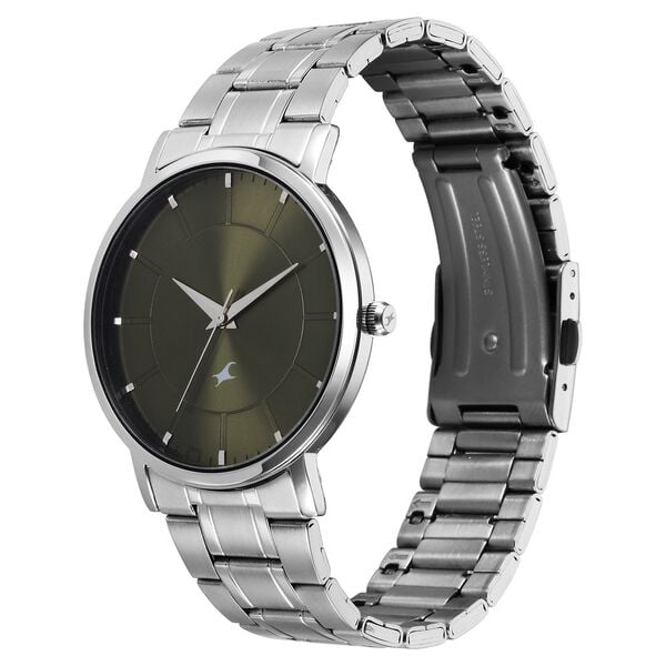 Fastrack 38163SM02 Stunners X Quartz Analog Men’s Watch with Green Dial & Silver Stainless Steel Bracelet