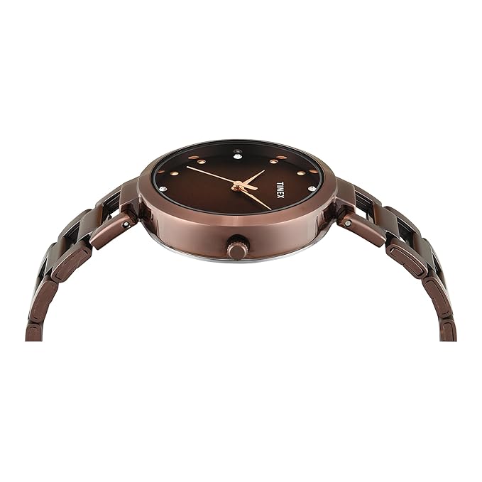 Timex TW000X272 Women’s Brown Dial Analog Watch with Stainless Steel Strap