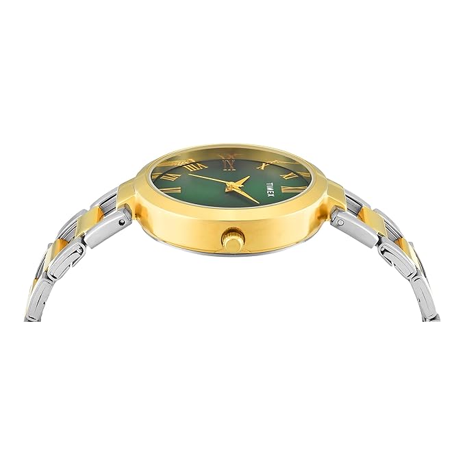 Timex TW000X274 Women’s Green Dial Analog Watch with Stainless-Steel Strap