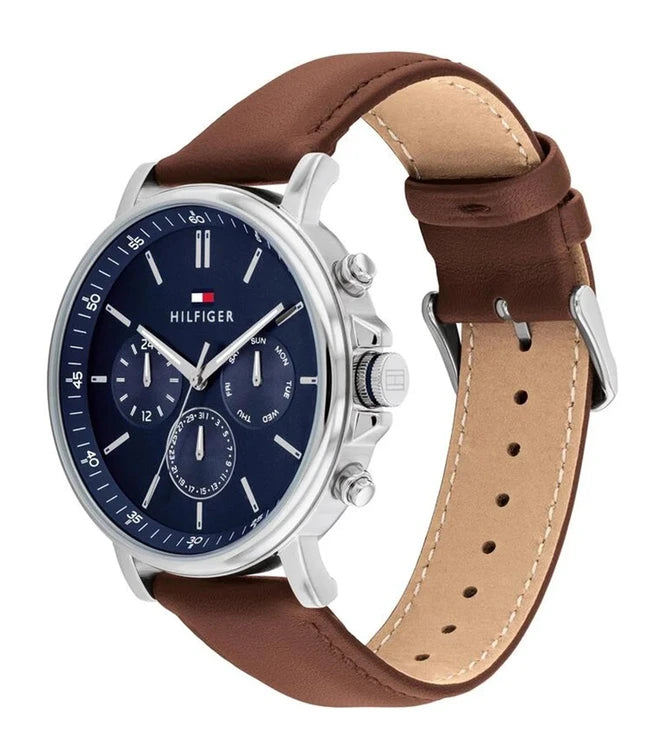 Tommy Hilfiger TH1710585 Tyson Men's Blue Dial Multifunction Brown Leather Watch