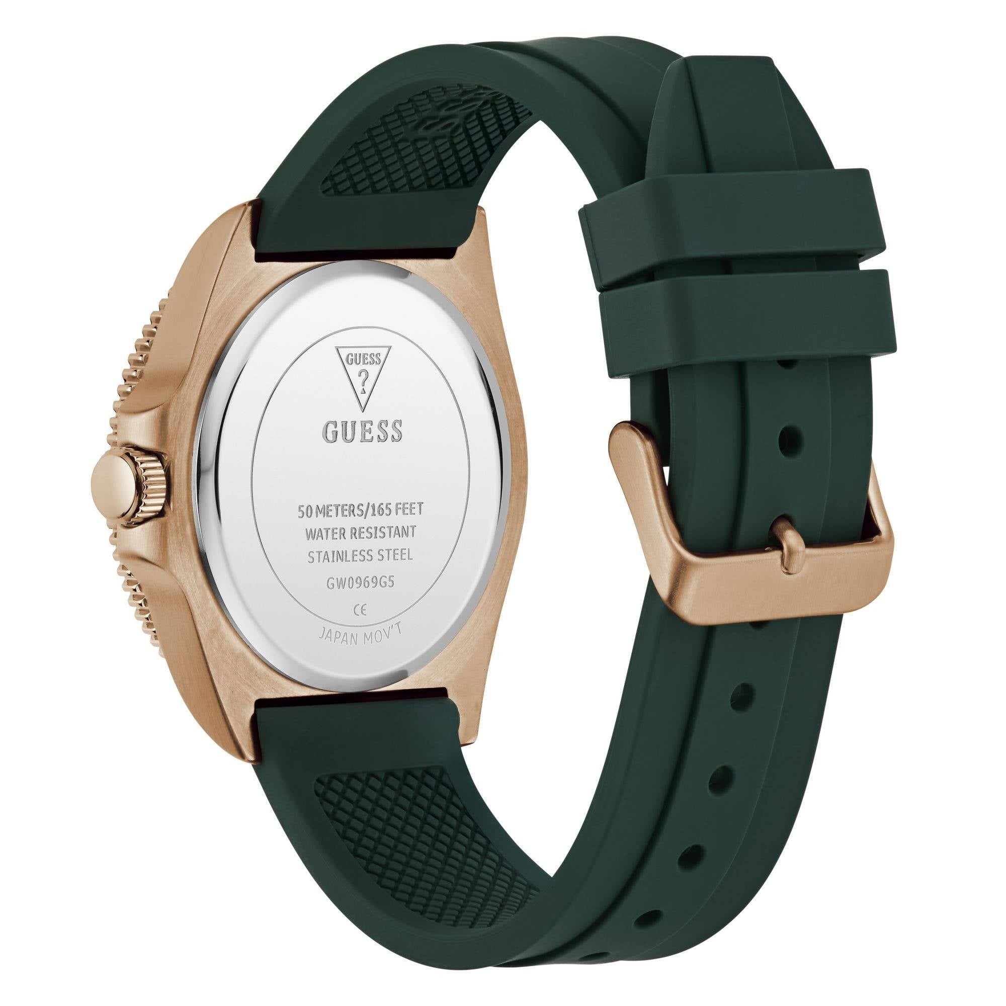 Guess GW0969G5 Men's Quartz Analog Watch Green Dial Green Silicone Strap