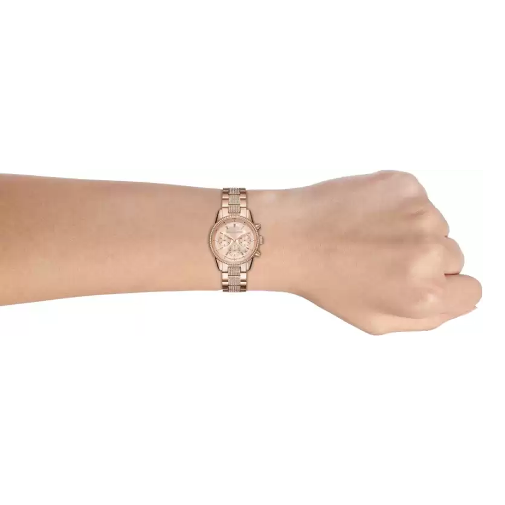 Michael Kors MK6485I Women Quartz Rose Gold Dial Stainless Steel Chronograph Watch