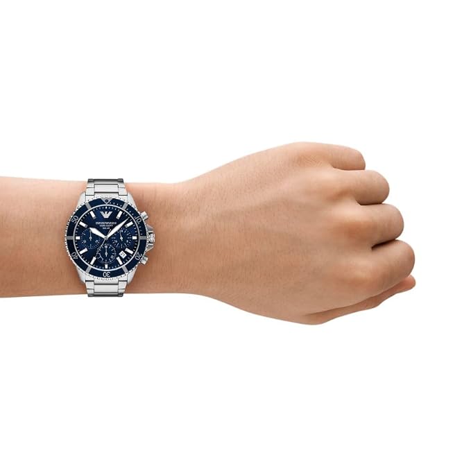 Emporio Armani AR11681I World Explorer Men's Solar Chronograph Blue Dial Stainless Steel Watch