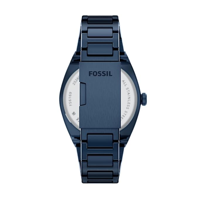 Fossil FS6169I Men's Quartz Three-Hand Date Watch Blue Dial Blue Stainless Steel Strap