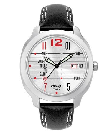 Helix by Timex TW018HG03 Men’s Analog Round Dial Black Leather Strap Watch