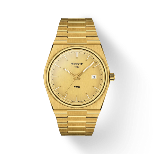 Tissot T1374103302100 Men Analog Quartz Watch with Champagne Dial, Yellow Gold & Stainless Steel Bracelet