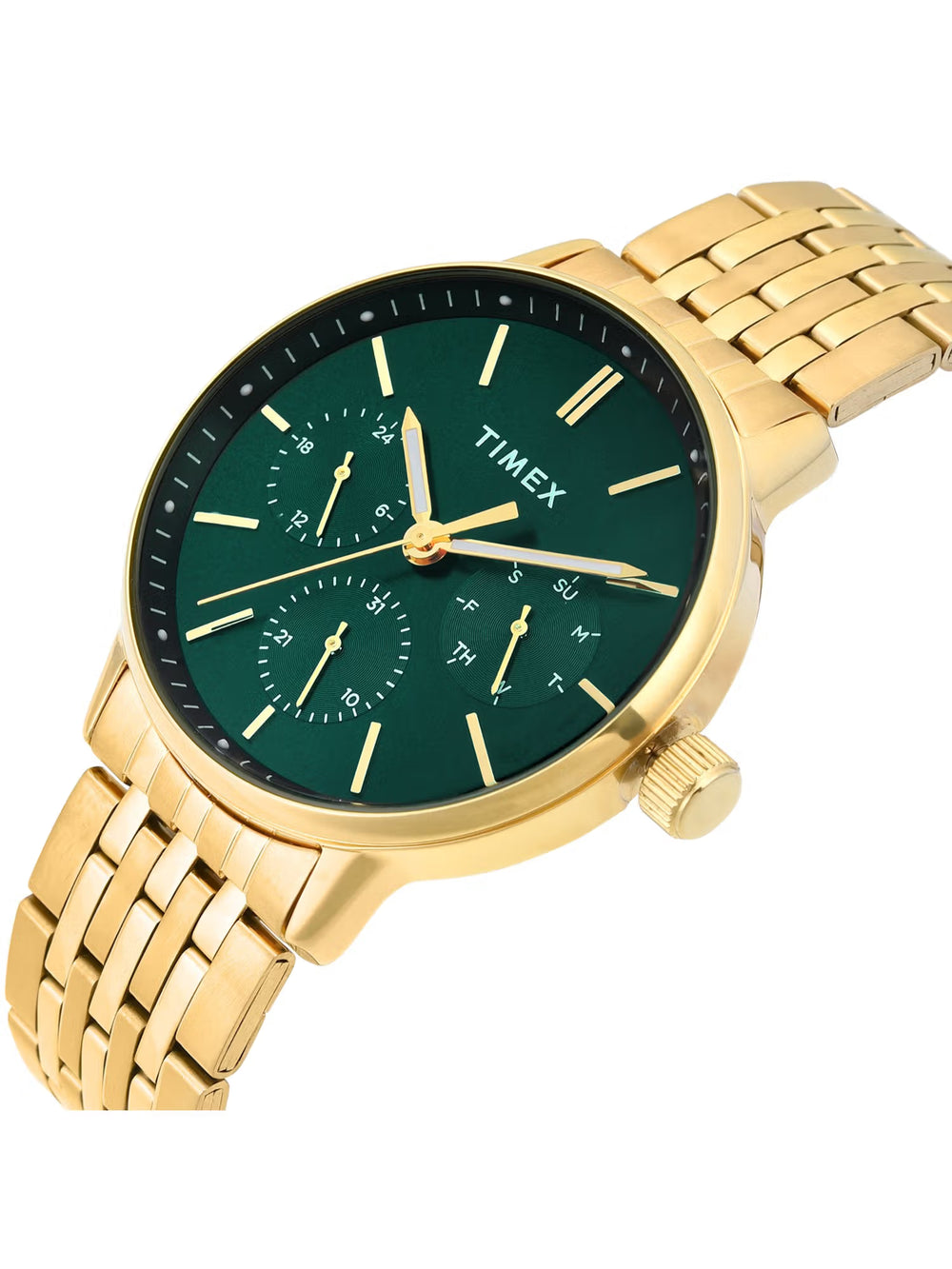 Timex TWEG25407 Men’s Green Dial Analog Watch with Stainless-Steel Strap