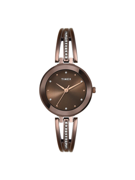 Timex TWTL10324 Women’s Brown Dial Analog Watch with Brown Brass Strap