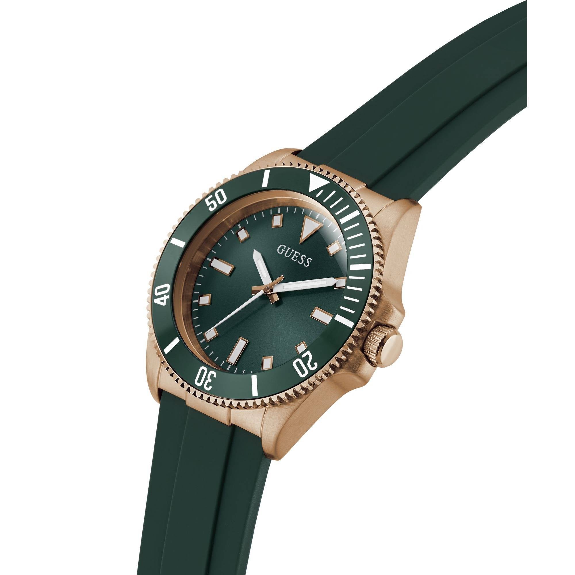 Guess GW0969G5 Men's Quartz Analog Watch Green Dial Green Silicone Strap