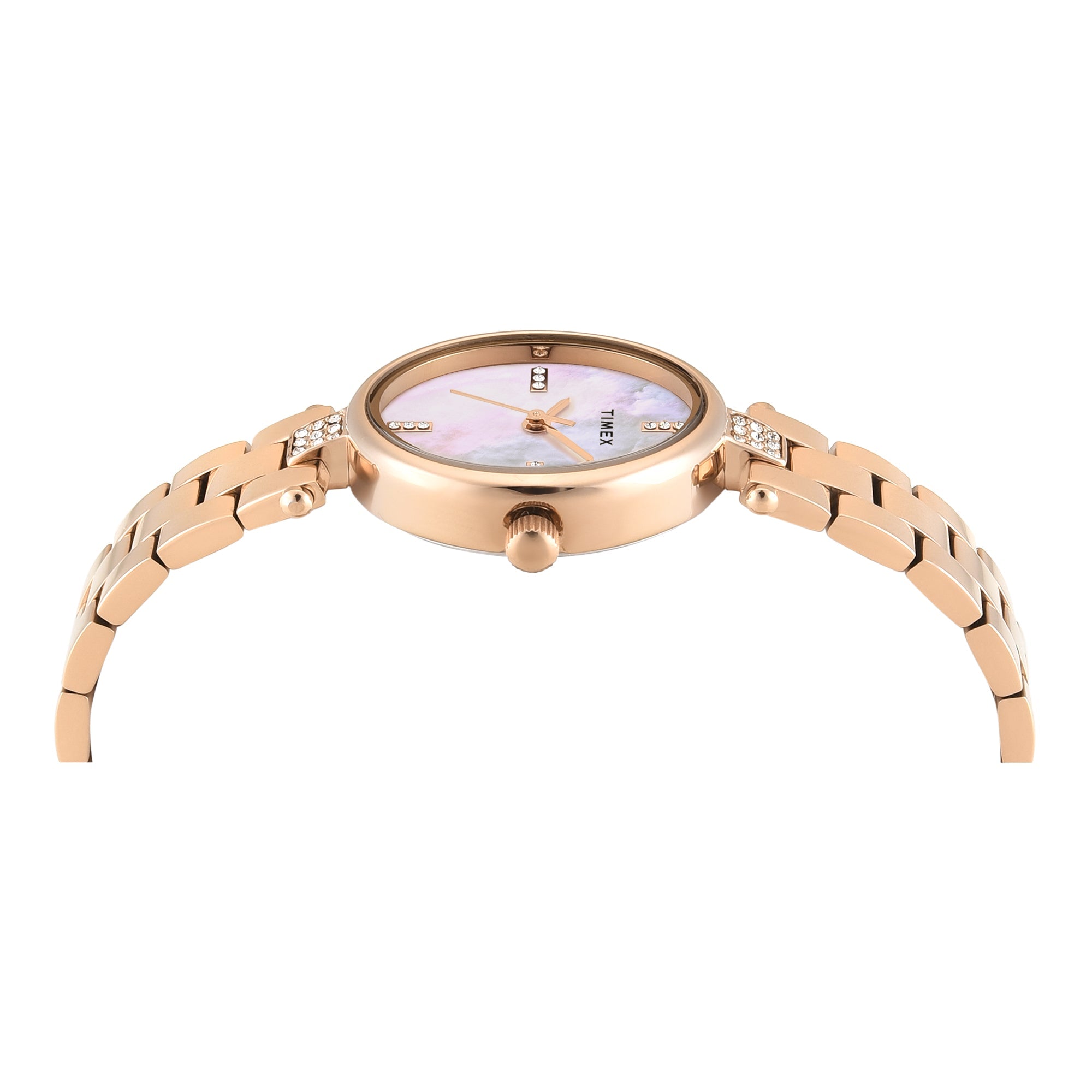 Timex TWEL27200 Quartz Analog White Oval Dial Rose Gold Brass Women's Watch
