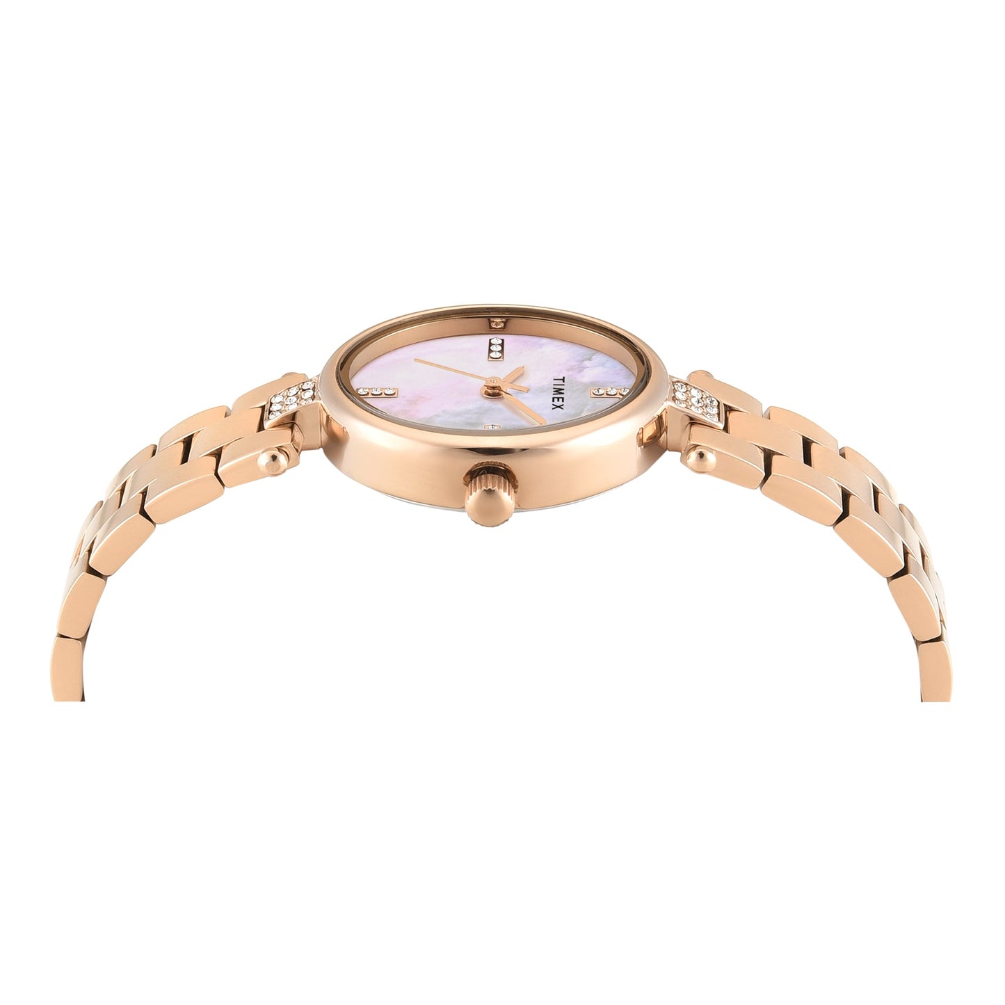 Timex TWEL27200 Quartz Analog White Oval Dial Rose Gold Brass Women's Watch