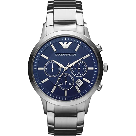 Emporio Armani AR2448I Renato Men's Blue Dial Silver Stainless Steel Chronograph Watch