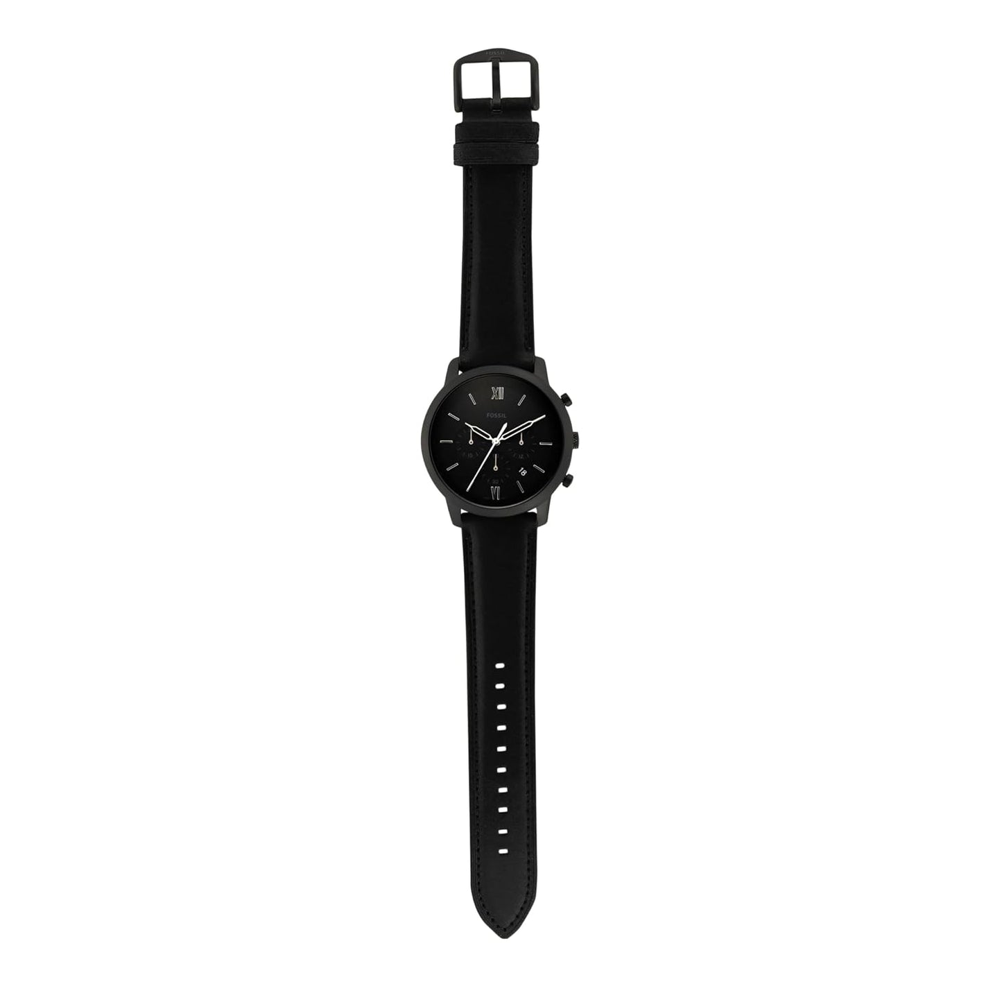 Fossil FS5503 Men's Quartz Chronograph Watch Black Dial Black Leather Strap