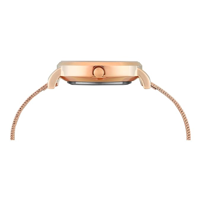 Timex TWEL12924 Women’s Pink Dial Analog Watch with Stainless-Steel Strap