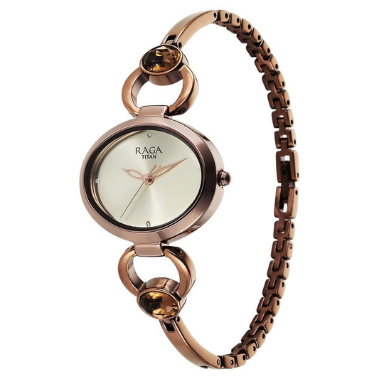 Titan NU2621QM02 Raga Viva Champagne Dial Women's Brown Metal Analog Watch