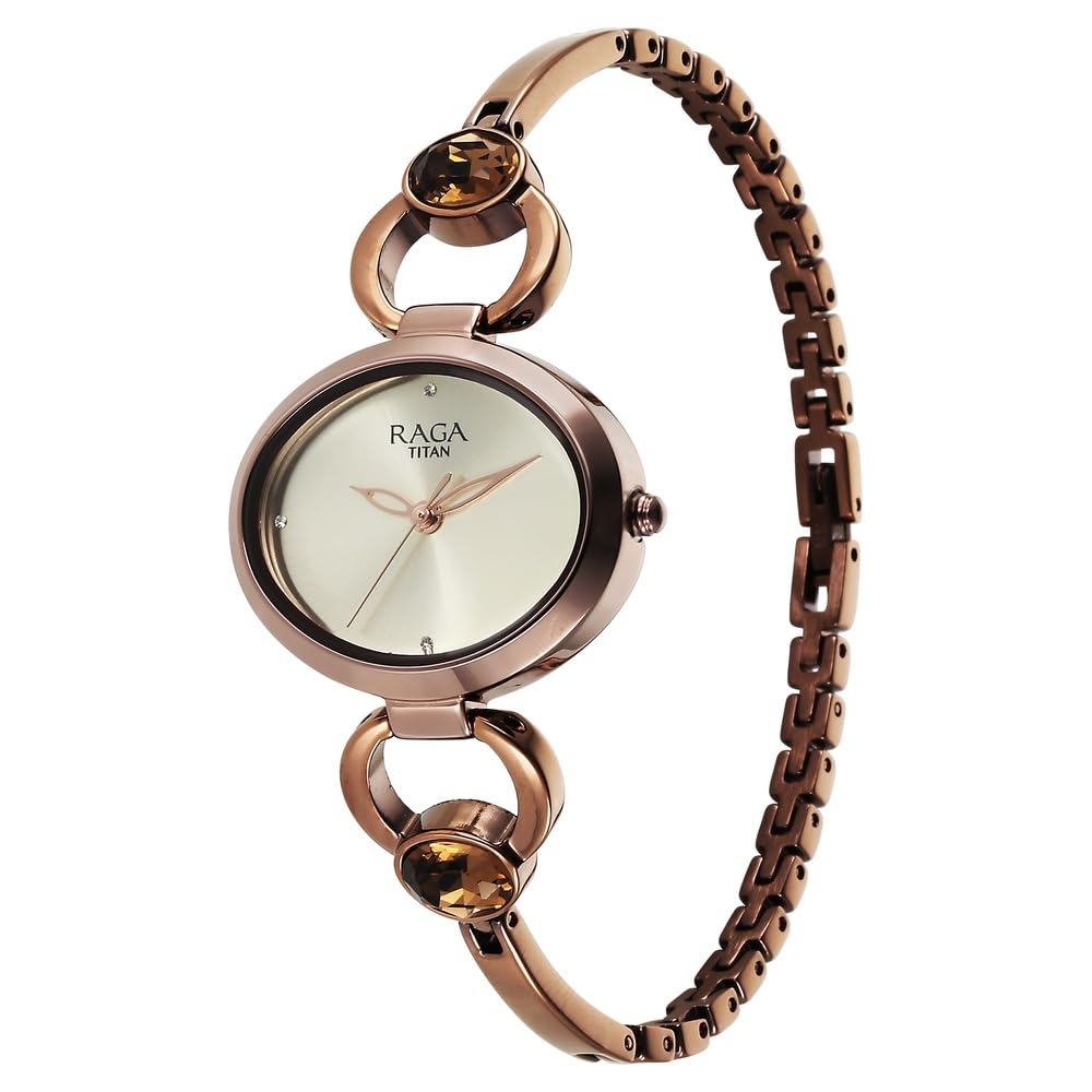 Titan NU2621QM02 Raga Viva Champagne Dial Women's Brown Metal Analog Watch