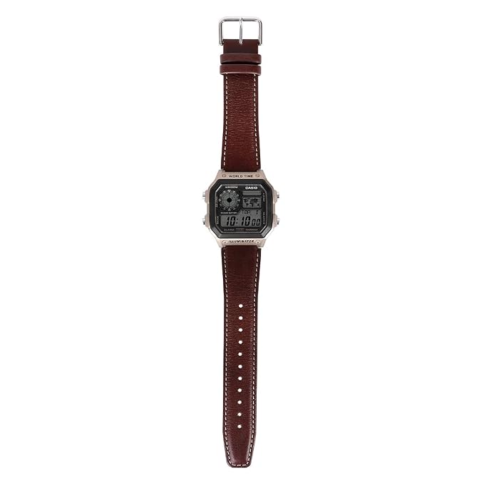 Casio D383 World Time Digital Leather Strap Unisex Watch