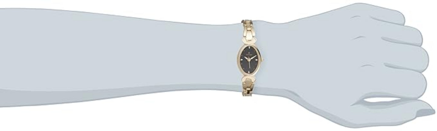 Titan 2454YM03 Karishma Women's Analog Watch - Black Dial, Gold Stainless Steel Band