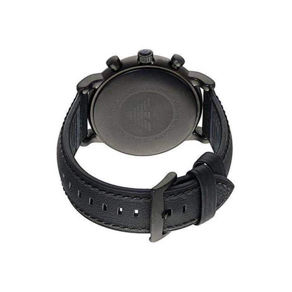 Emporio Armani AR1970I Luigi Men's Black Dial Black Leather Chronograph Watch