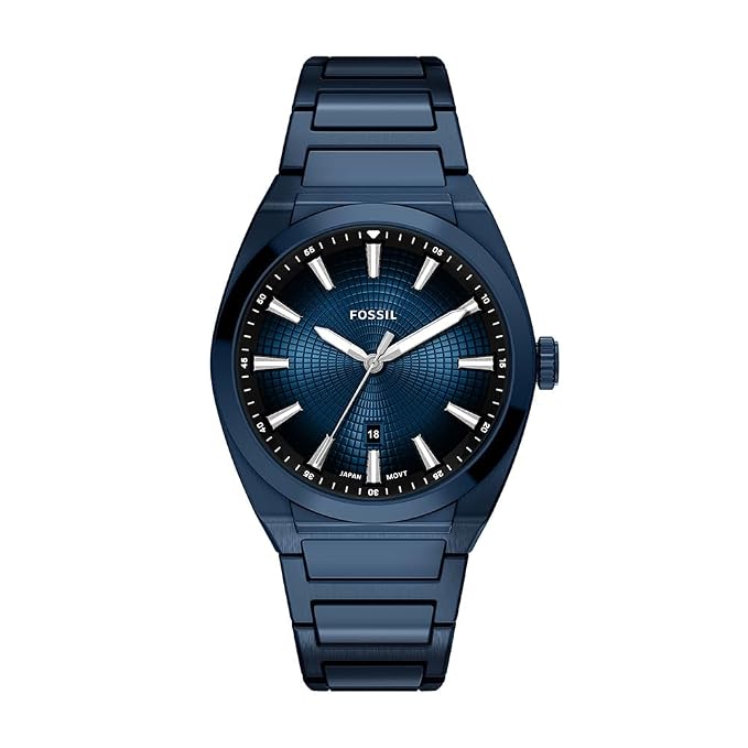 Fossil FS6169I Men's Quartz Three-Hand Date Watch Blue Dial Blue Stainless Steel Strap