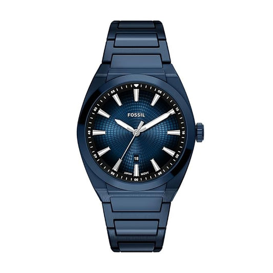 Fossil FS6169I Men's Quartz Three-Hand Date Watch Blue Dial Blue Stainless Steel Strap
