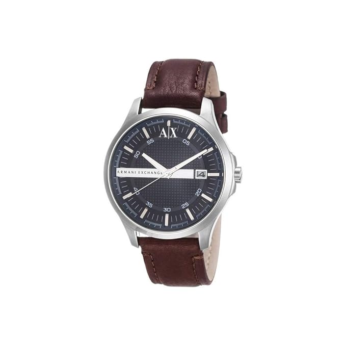 Armani Exchange AX2133I Men's Quartz Analog Watch Blue Textured Dial Brown Leather Strap