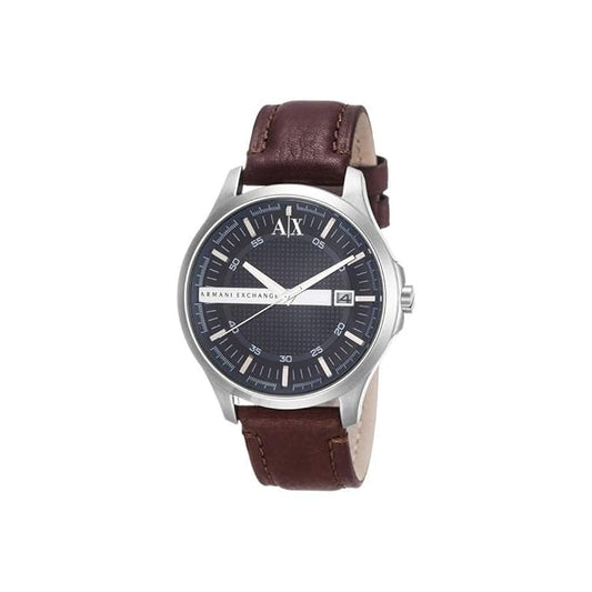 Armani Exchange AX2133I Men's Quartz Analog Watch Blue Textured Dial Brown Leather Strap