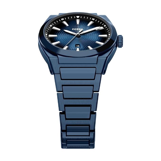 Fossil FS6169I Men's Quartz Three-Hand Date Watch Blue Dial Blue Stainless Steel Strap