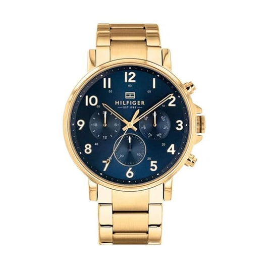 Tommy Hilfiger TH1710384W Men Blue Dial Gold-Tone Stainless Steel Chronograph Watch