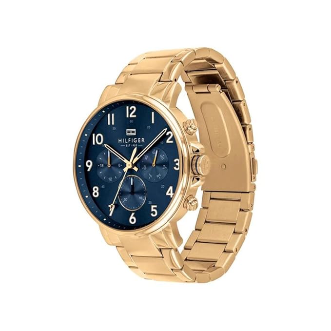 Tommy Hilfiger TH1710384W Men Blue Dial Gold-Tone Stainless Steel Chronograph Watch