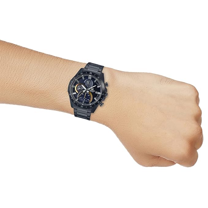 Casio ED515 Edifice Blue Chronograph Black IP Men's Watch