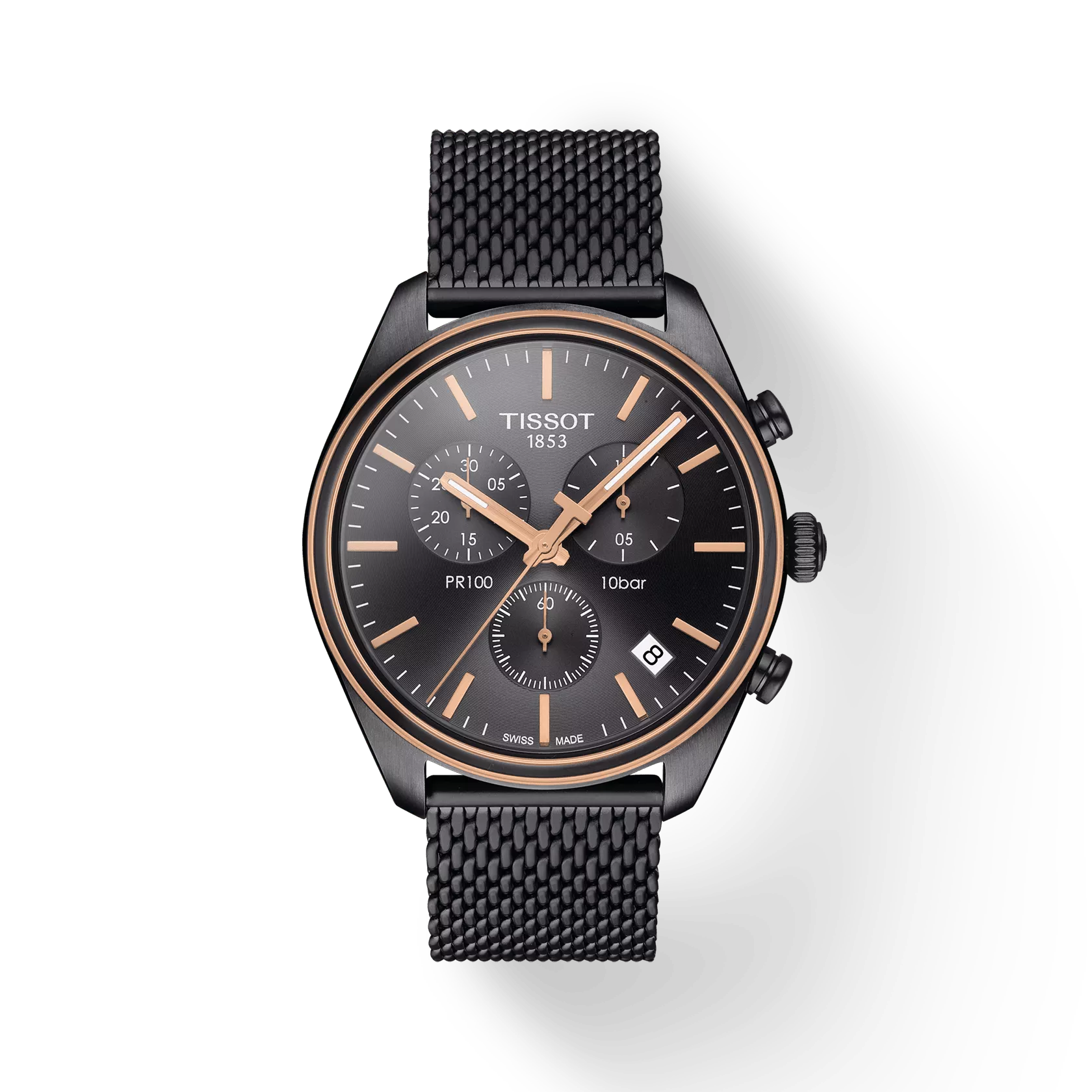 Tissot T1014172306100 Quartz Analog Black Chronograph Dial Stainless Steel Bracelet Watch For Men