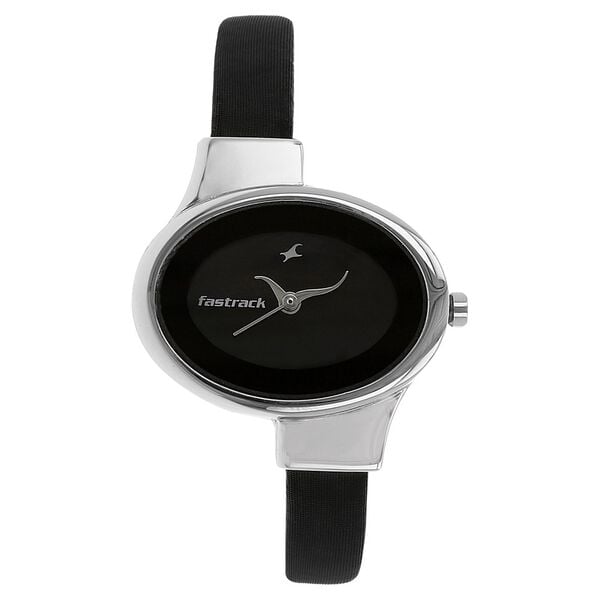 Fastrack 6015SL02 Quartz Analog Black Dial Black Leather Strap Women’s Watch